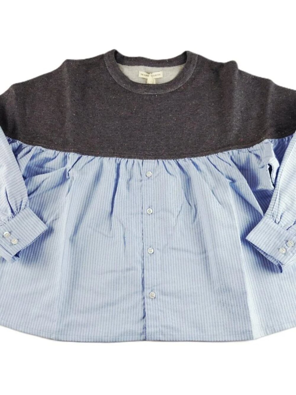 The Sunday Collective Button Front Shirt Kids Size 3Y Blue Multi Crew Neck